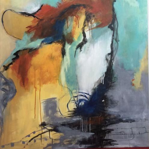 Maleriudstilling af kunstner Solvejg Kristensen, Sdr. Omme. Kan ses på Skjern Bibliotek