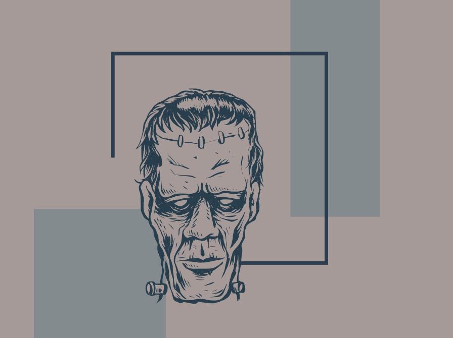 Tegning af monstret af Frankenstein